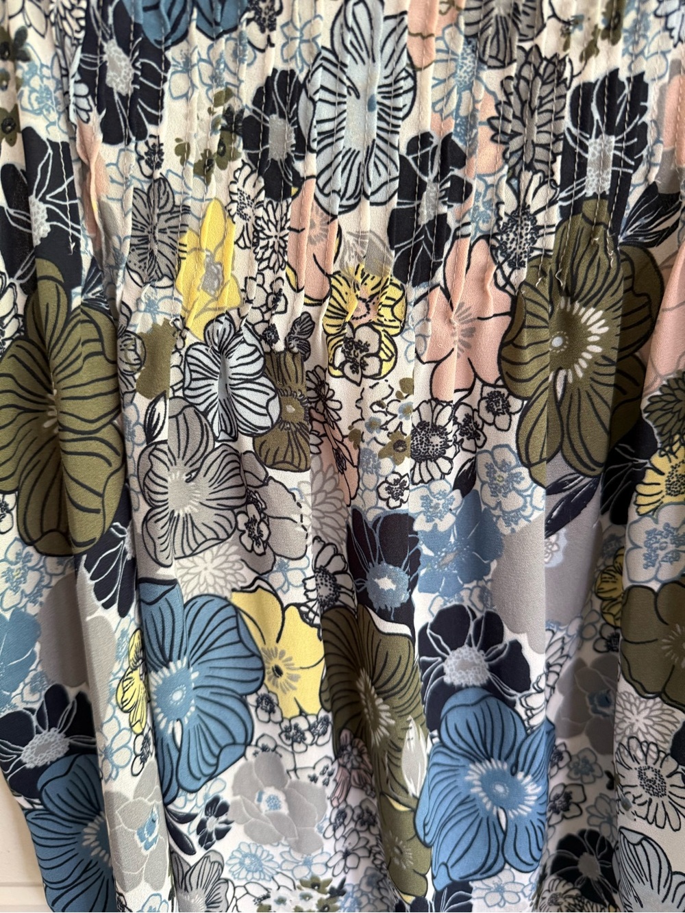 LOFT Floral Smocked Spaghetti-Strap Camisole - Blue, Olive, Pink, Yellow - Picture 2 of 5